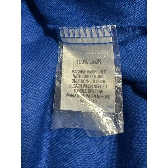 NEW JM Collection Size 10 Blue 100% Linen Roll Tab Button Front Tunic Top NWT - Picture 7 of 7